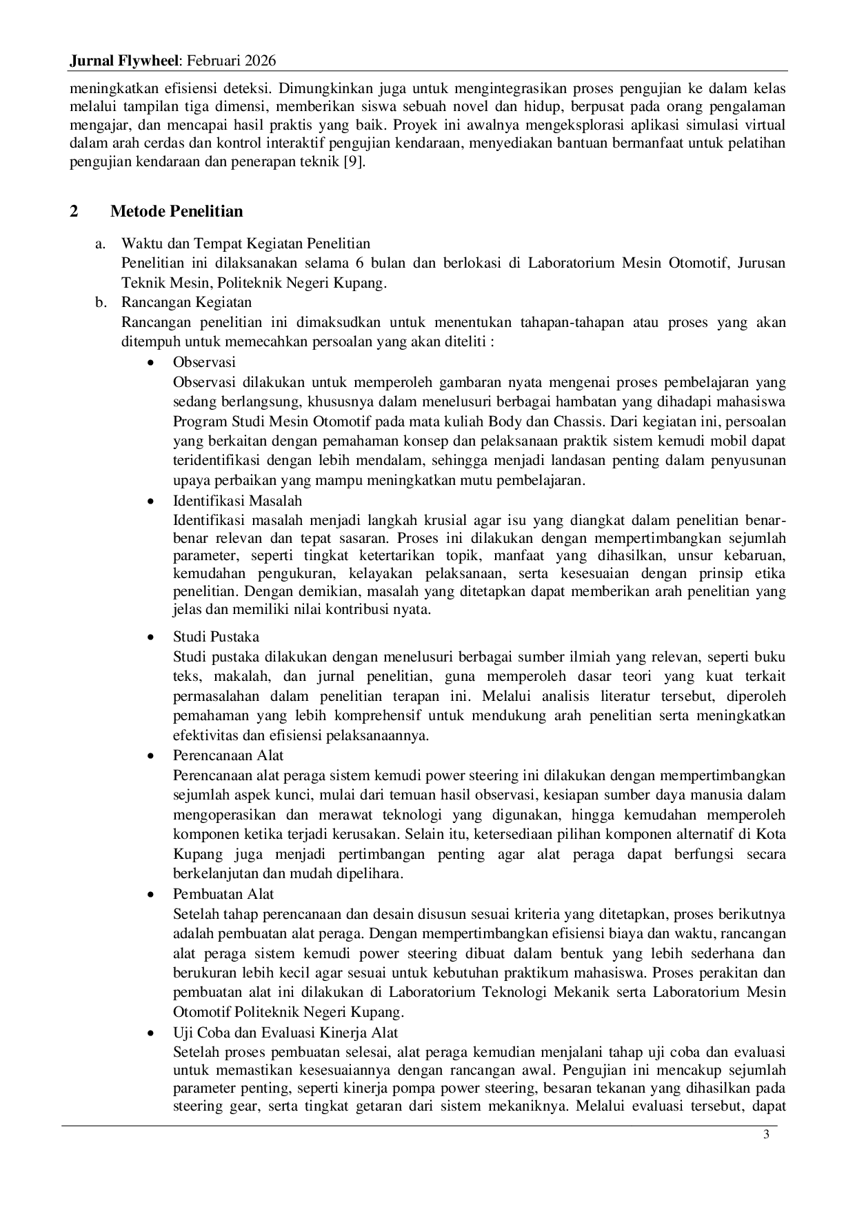 JURIS Pengembangan dan Optimasi Sistem Kemudi Power Steering sebagai Media Pembelajaran Interaktif pada Mata Kuliah Body Chassis