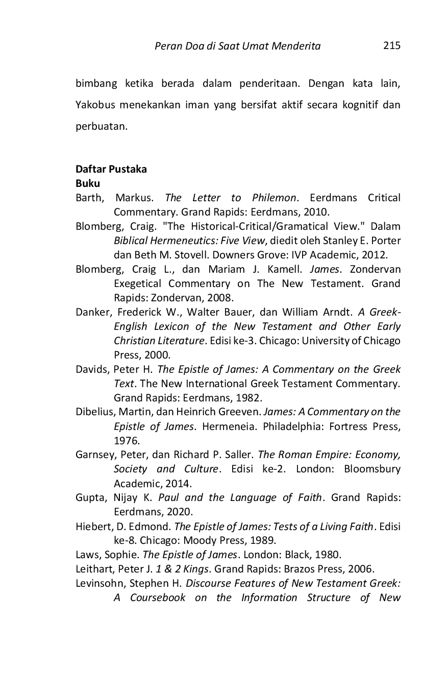 JURIS Peran Doa Di Saat Umat Menderita Studi Eksegesis Yakobus 1 2 8