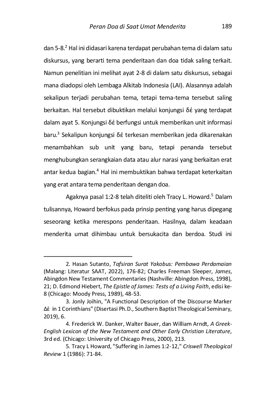 JURIS Peran Doa Di Saat Umat Menderita Studi Eksegesis Yakobus 1 2 8