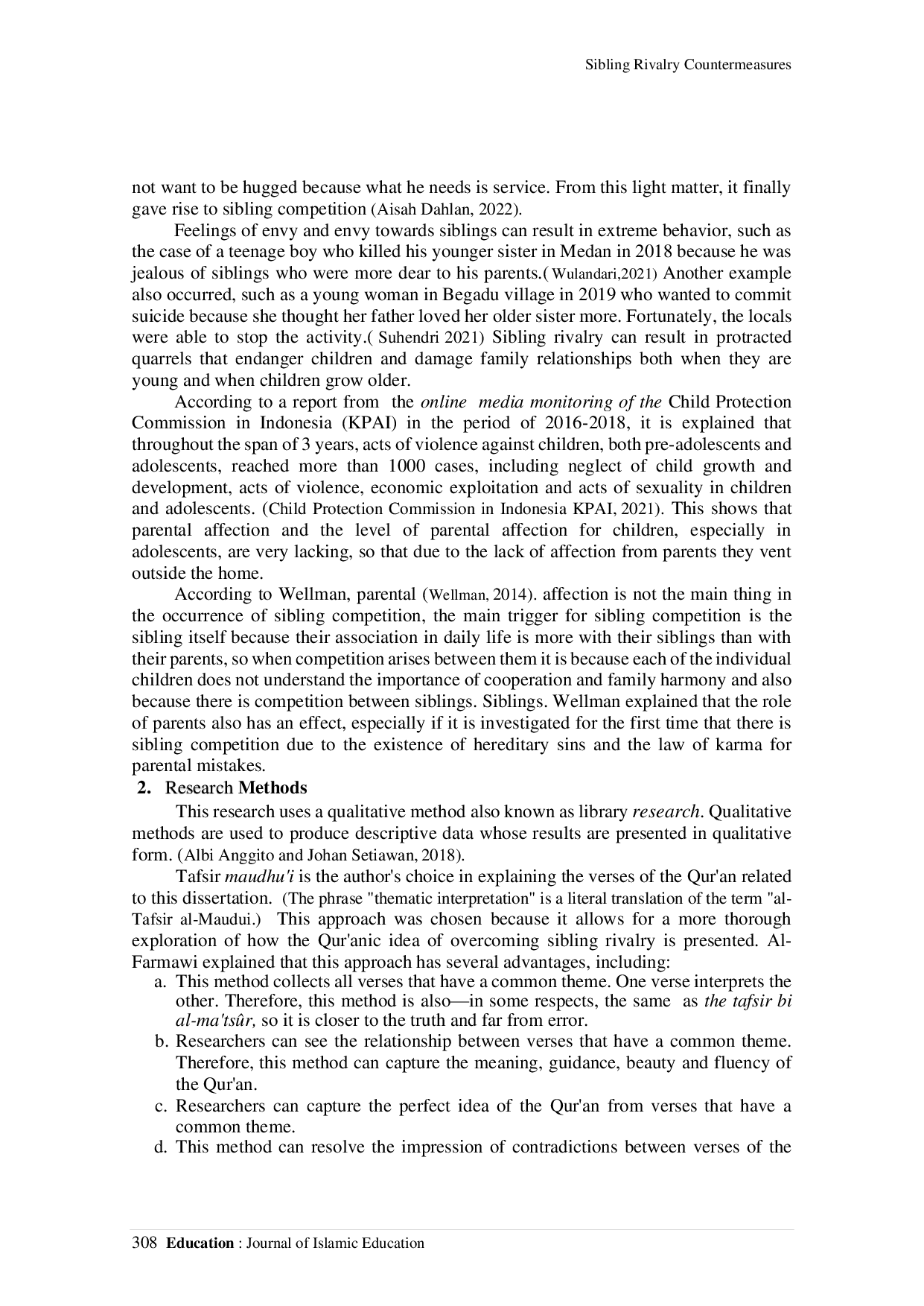 JURIS Sibling Rivalry in the Perspective of Islamic Education