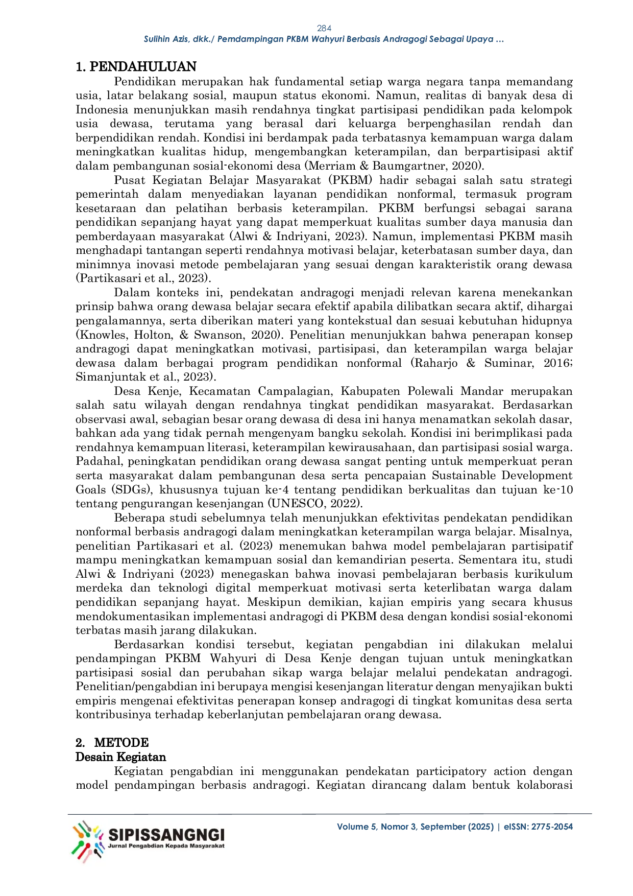 JURIS Pendampingan PKBM Wahyuri Berbasis Andragogi Sebagai Upaya Peningkatan Partisipasi Sosial dan Perubahan Sikap Warga Desa