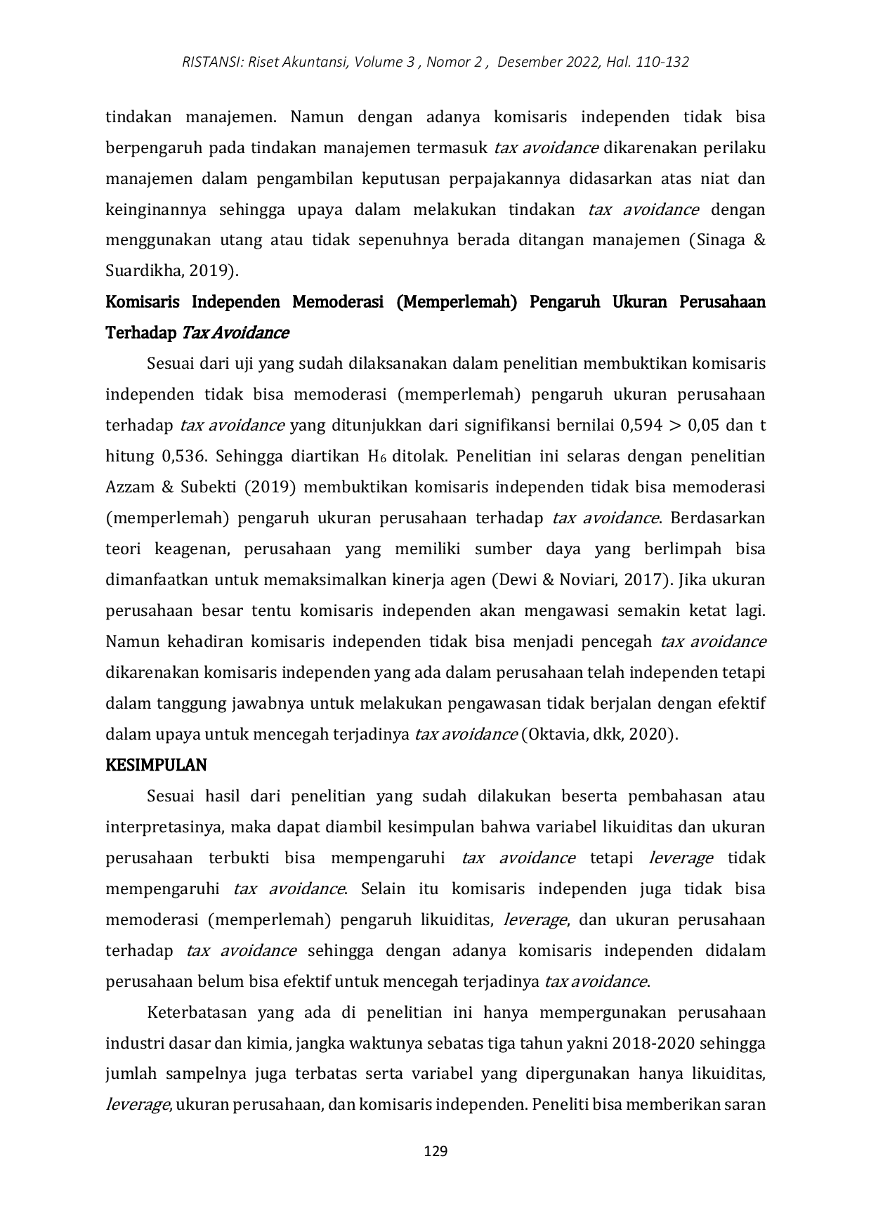 JURIS Pengaruh Likuiditas Leverage dan Ukuran Perusahaan Terhadap Tax Avoidance dengan Komisaris Independen sebagai Variabel Moderasi