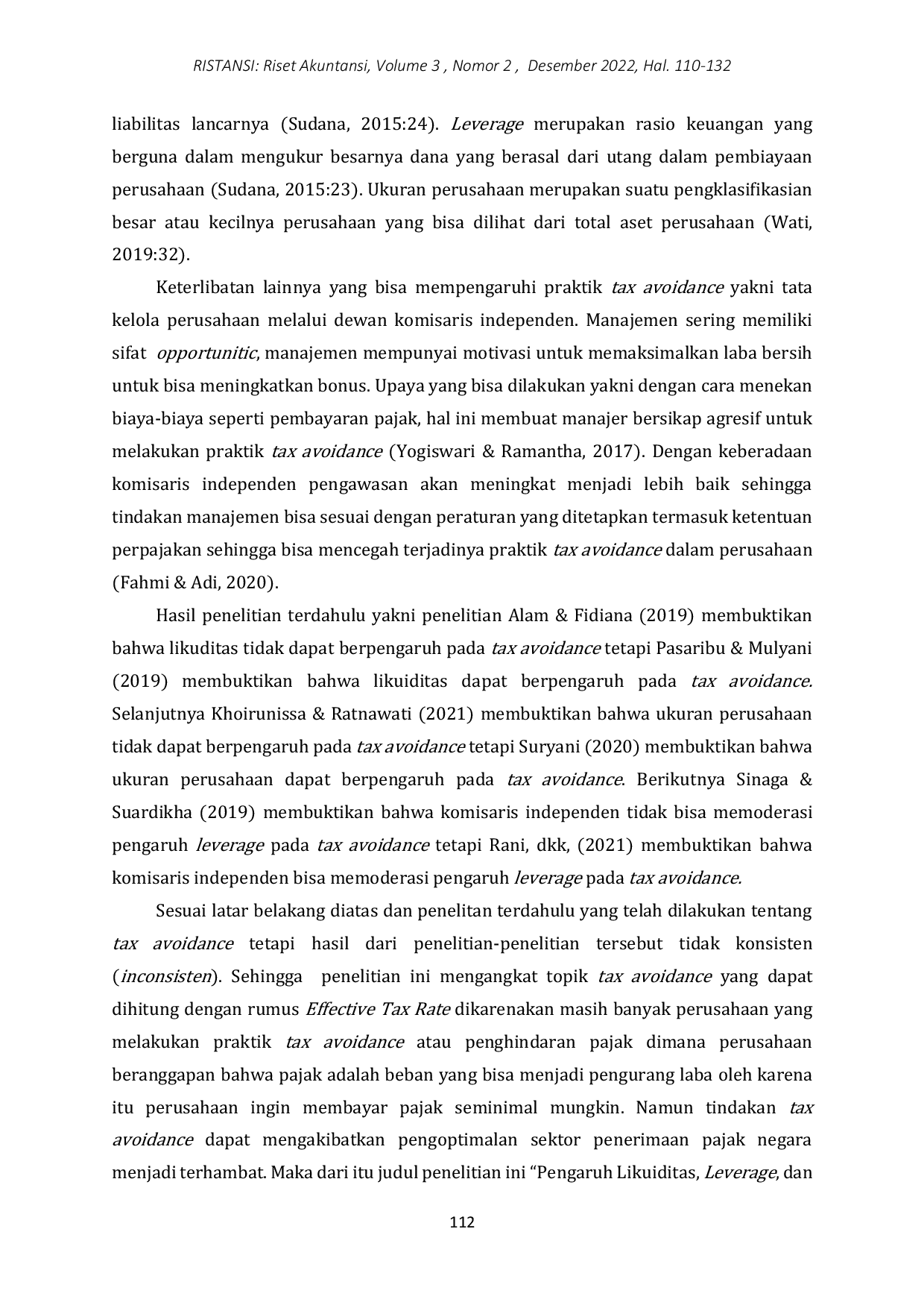 JURIS Pengaruh Likuiditas Leverage dan Ukuran Perusahaan Terhadap Tax Avoidance dengan Komisaris Independen sebagai Variabel Moderasi