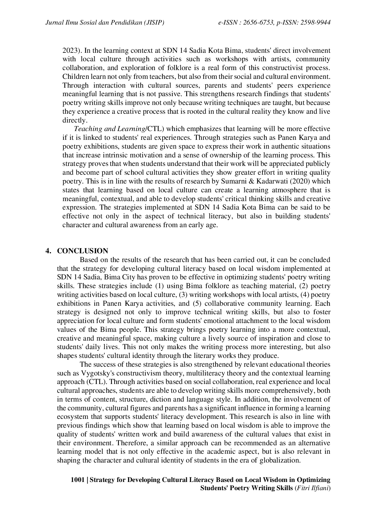JURIS Strategy for Developing Cultural Literacy Based on Local Wisdom in Optimizing Students Poetry Writing Skills