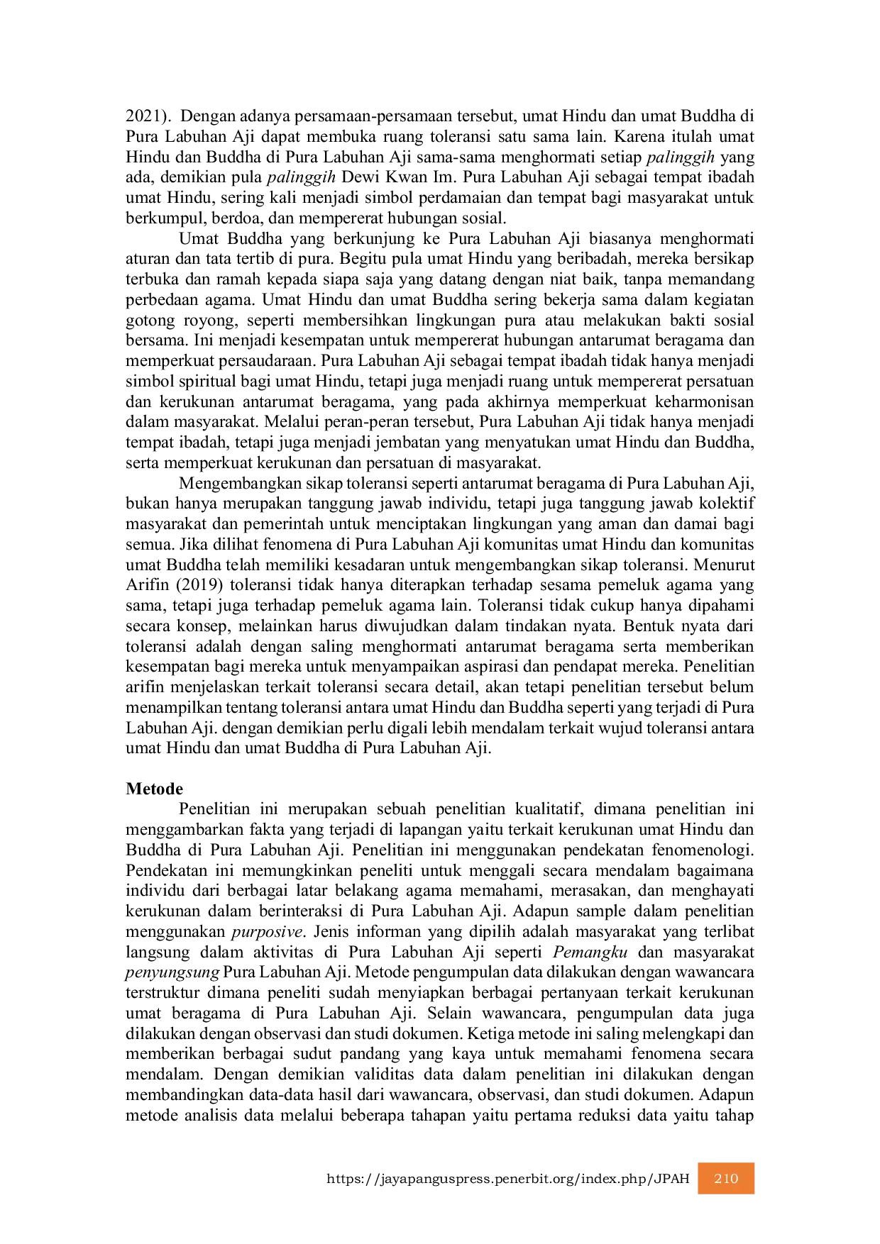 JURIS Implementasi Teologi Kerukunan Di Pura Labuhan Aji Kabupaten Buleleng