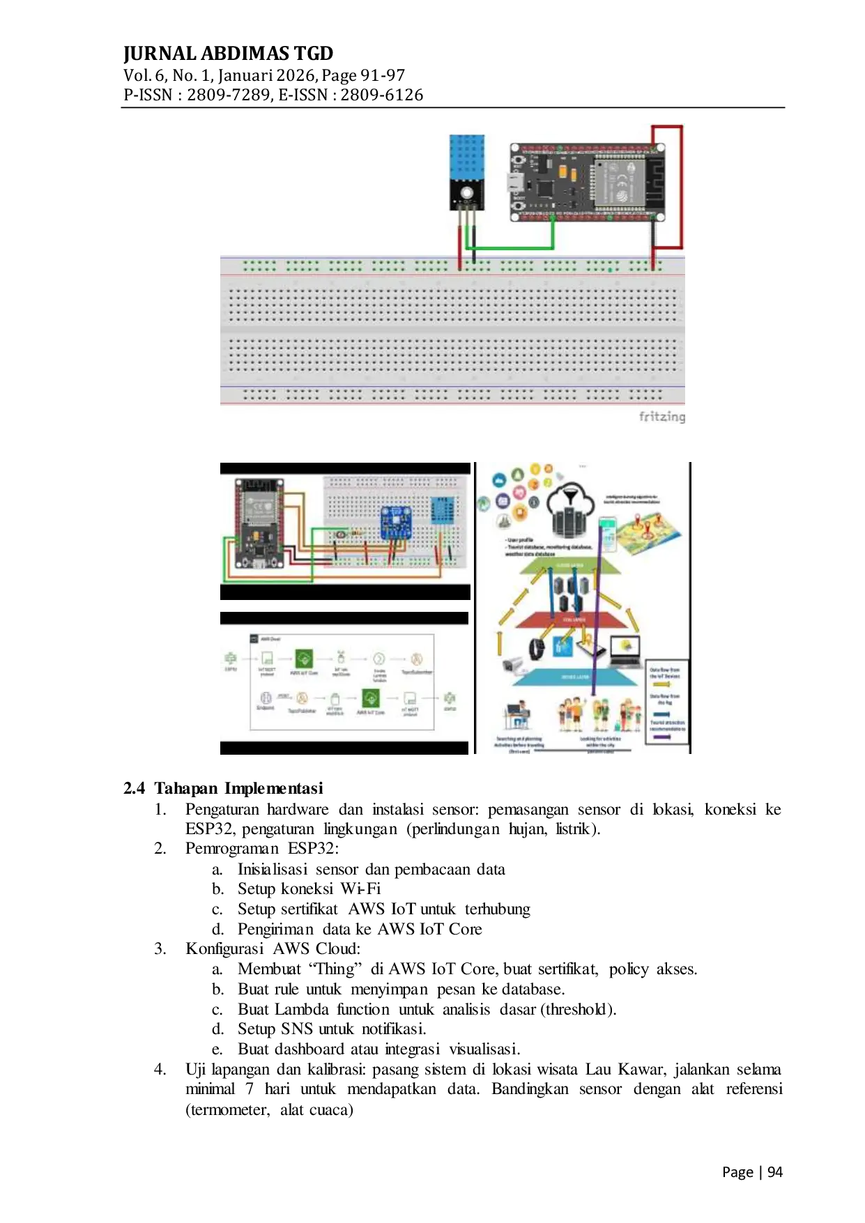 JURIS Implementasi IoT untuk Monitoring Iklim dan Cuaca dengan AWS Cloud pada Daerah Wisata Lau Kawar