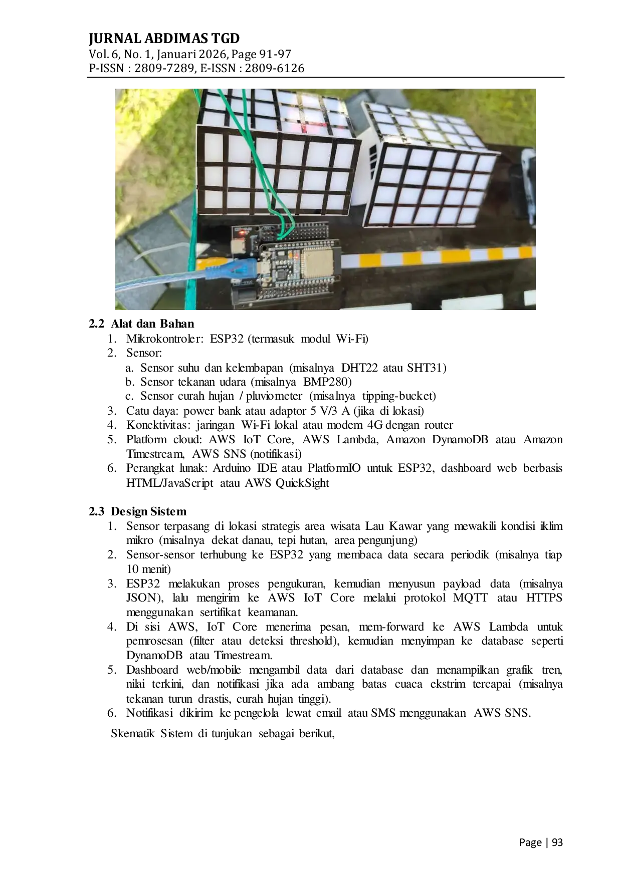 JURIS Implementasi IoT untuk Monitoring Iklim dan Cuaca dengan AWS Cloud pada Daerah Wisata Lau Kawar