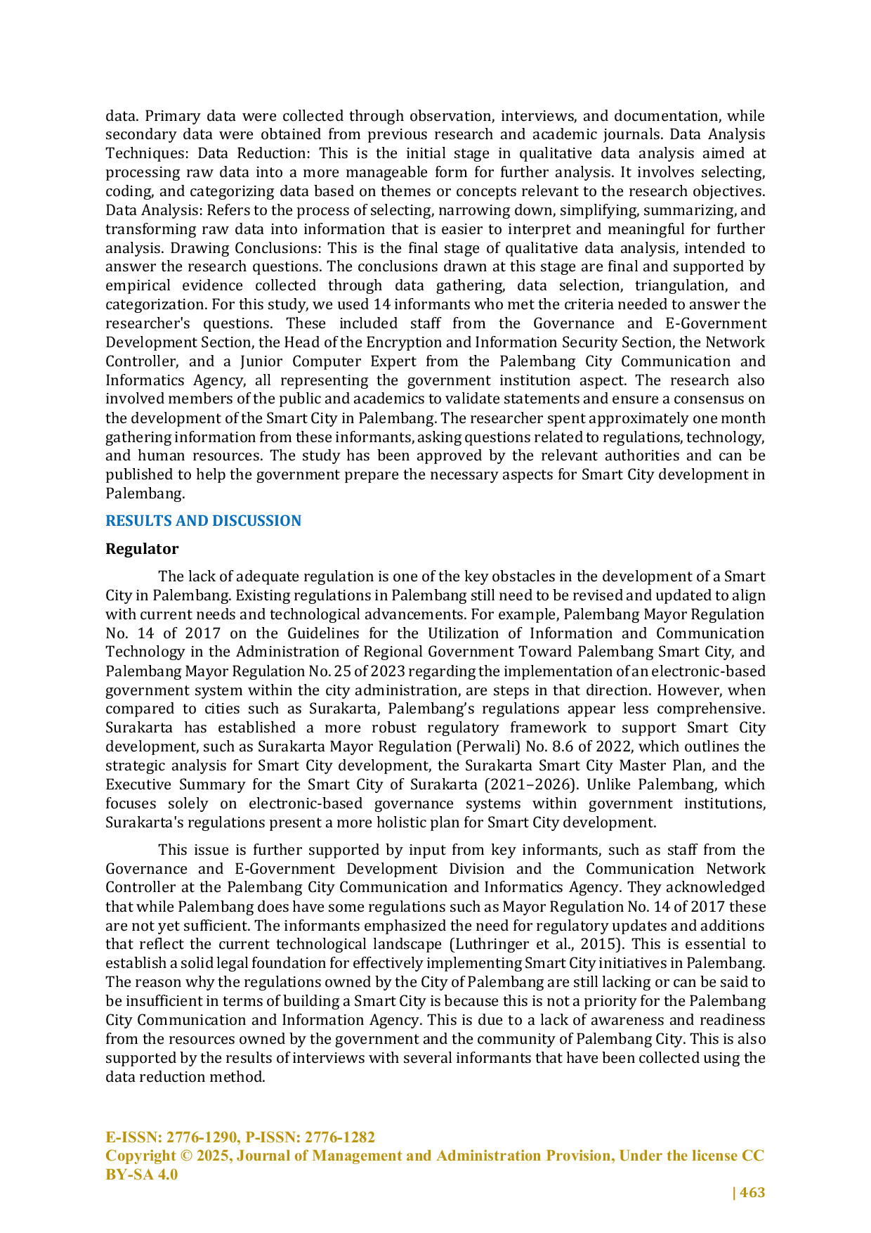 JURIS Implementation of Smart City in Palembang City