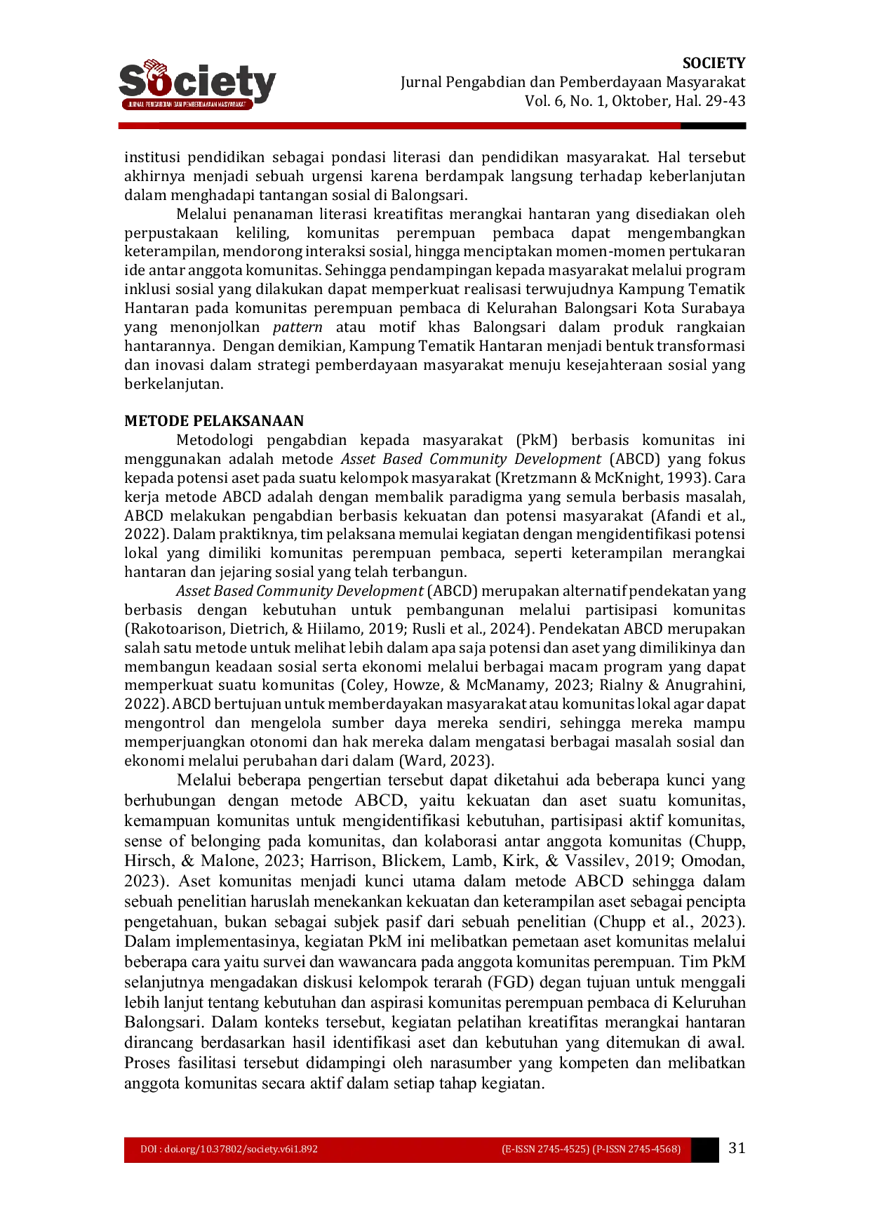 JURIS Pendampingan Program Inklusi Sosial pada Komunitas Perempuan Pembaca dalam Mewujudkan Kampung Tematik Hantaran Kota Surabaya