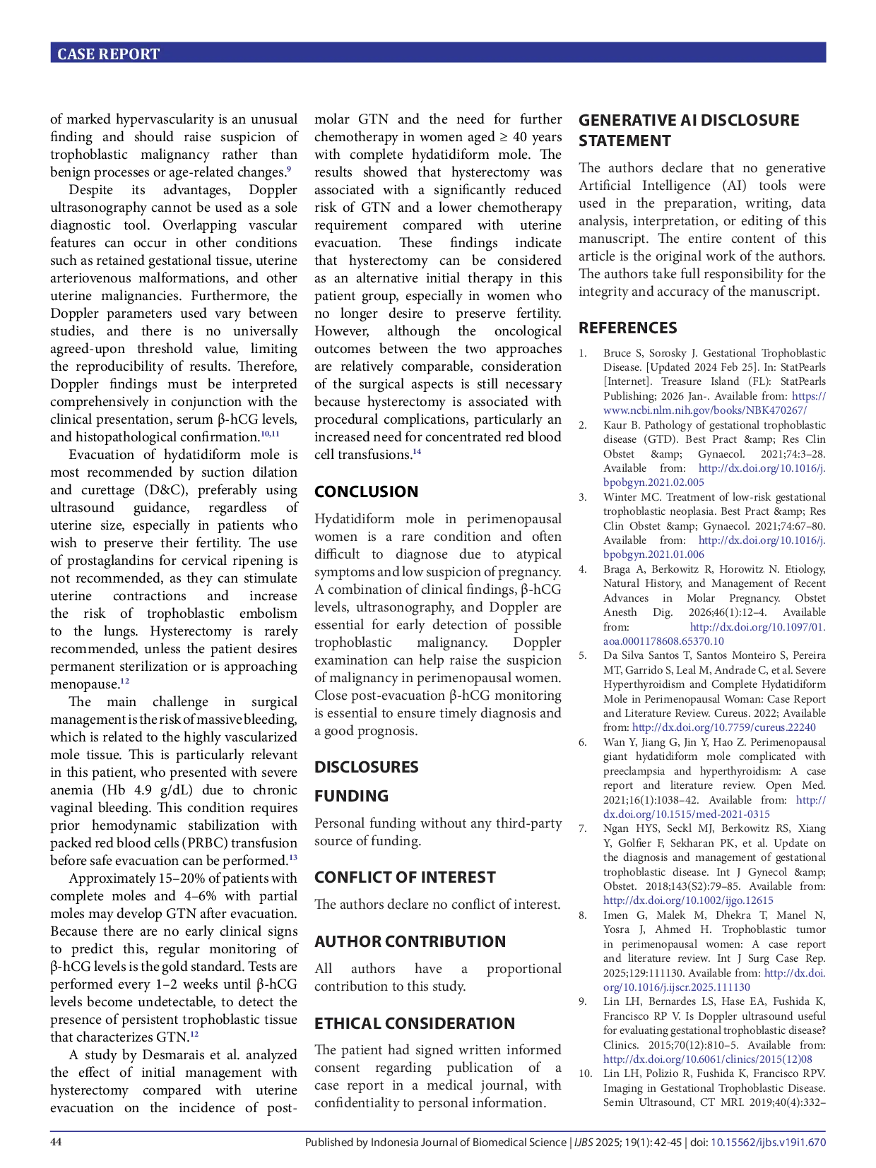 JURIS Partial hydatidiform mole in a perimenopausal woman a case report