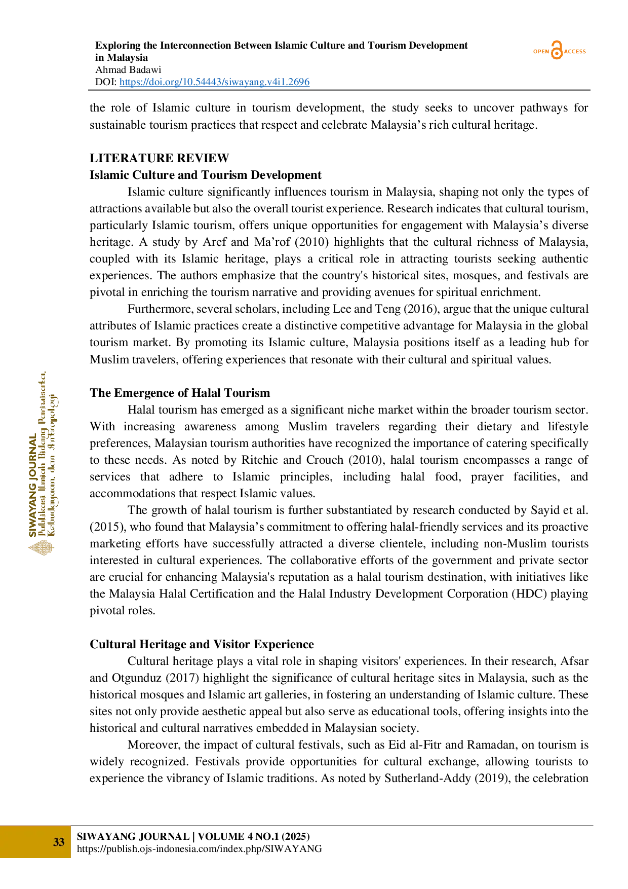 JURIS Exploring the Interconnection Between Islamic Culture and Tourism Development in Malaysia