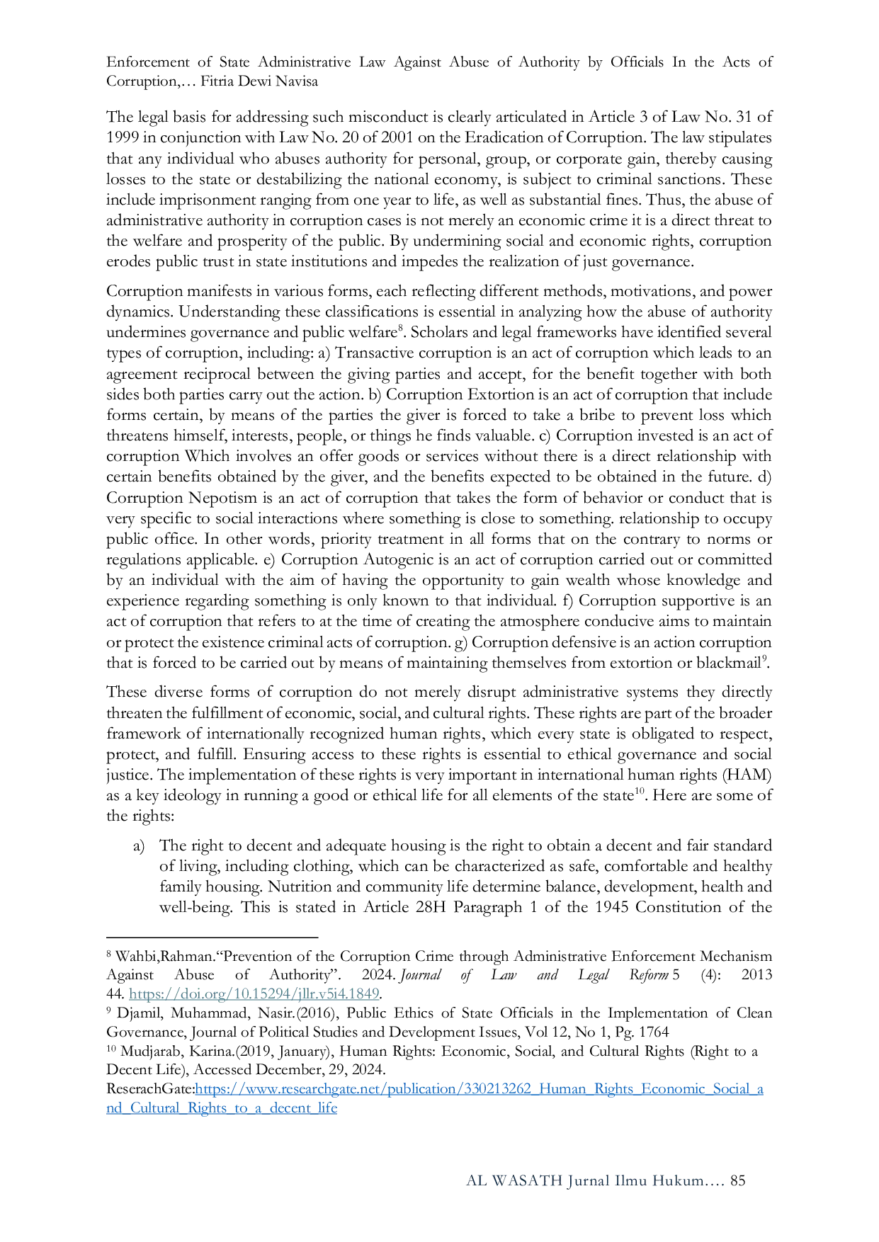 JURIS Enforcement of State Administrative Law Against Abuse of Authority by Officials In the Acts of Corruption