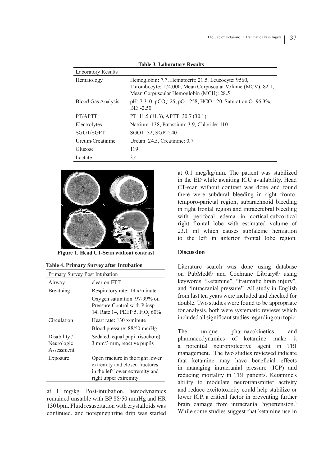 JURIS The Use of Ketamine in Traumatic Brain Injury