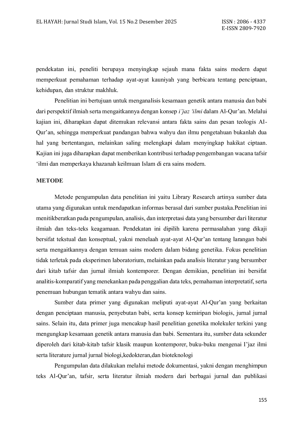 JURIS Kesamaan Genetik Babi Manusia Analisis Biomedis Dan Tinjauan I jaz Ilmi Dalam Al Qur an