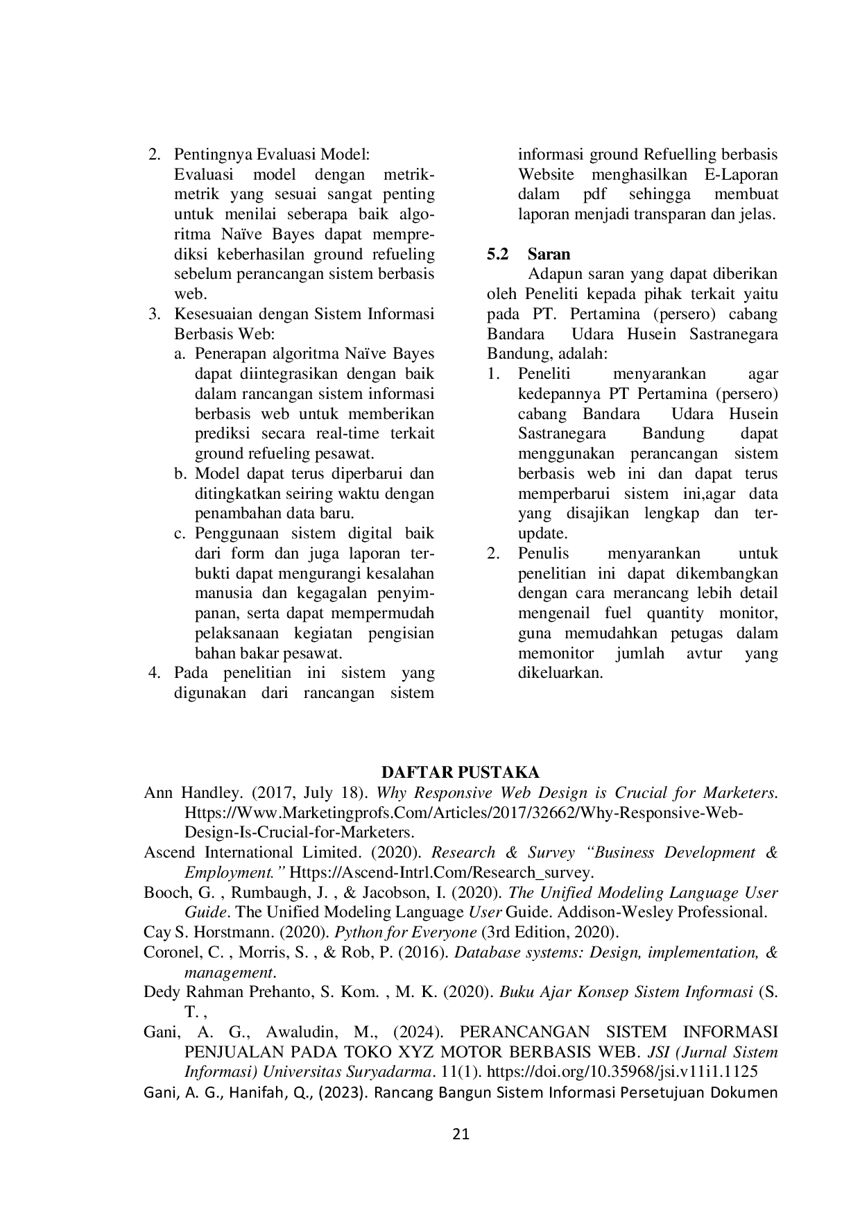 JURIS Penerapan Algoritma Na ve Bayes dalam Perancangan Sistem Informasi Ground Refuelling Pesawat Berbasis Web di Bandar Udara Husein Sastranegara Bandung