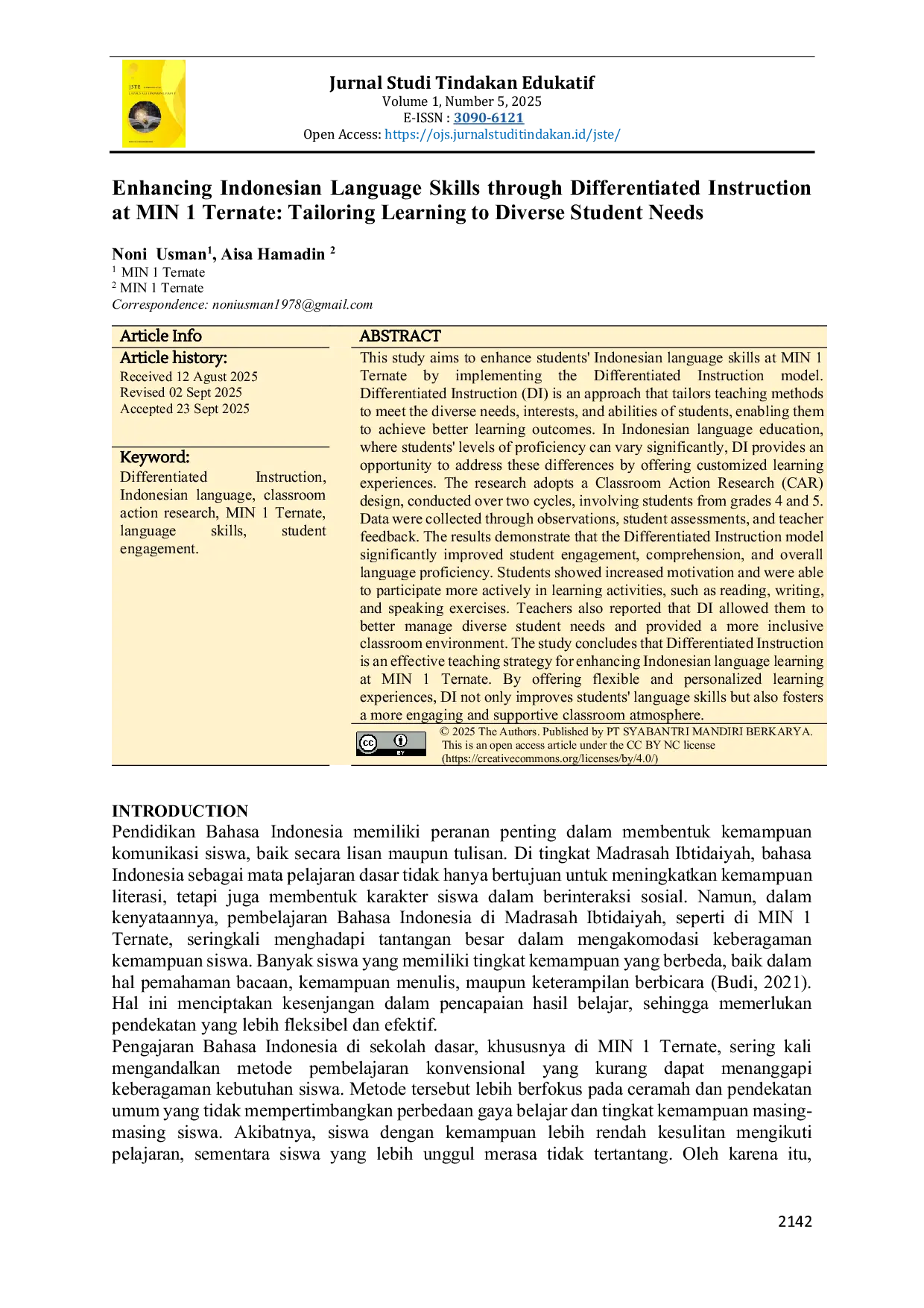 JURIS Enhancing Indonesian Language Skills through Differentiated Instruction at MIN 1 Ternate Tailoring Learning to Diverse Student Needs