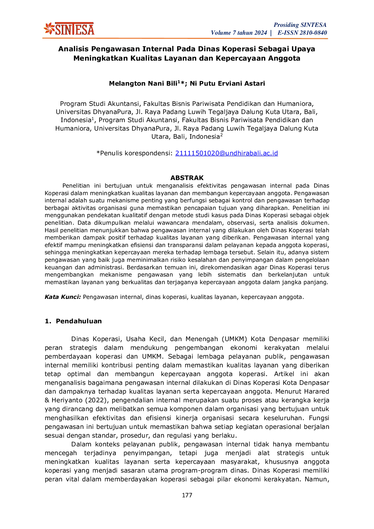 JURIS Analisis Pengawasan Internal Pada Dinas Koperasi Sebagai Upaya Meningkatkan Kualitas Layanan dan Kepercayaan Anggota