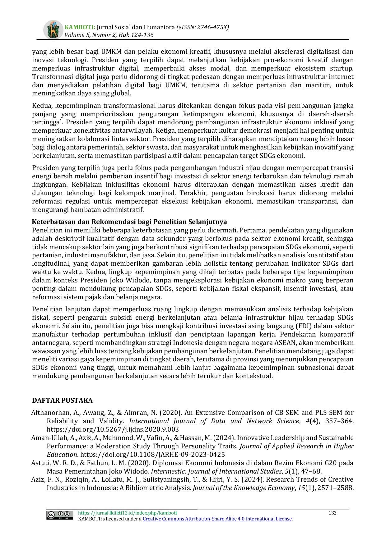 JURIS Kepemimpinan Inovatif dan Implikasinya terhadap Pencapaian SDGs Ekonomi Berkelanjutan Studi Langkah Strategik Ekonomi Kreatif Era Presiden Joko Widodo