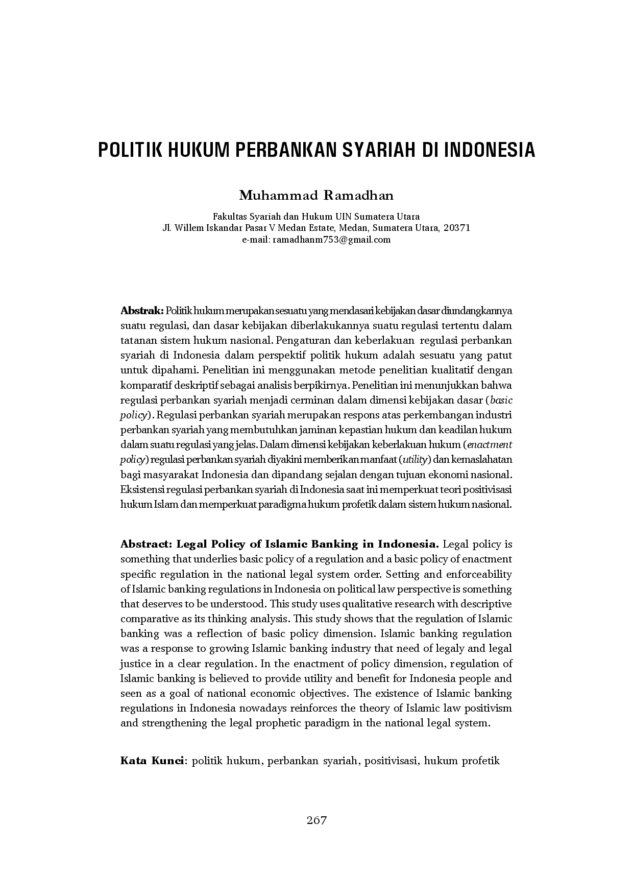 juris Politik Hukum Perbankan Syariah Di Indonesia