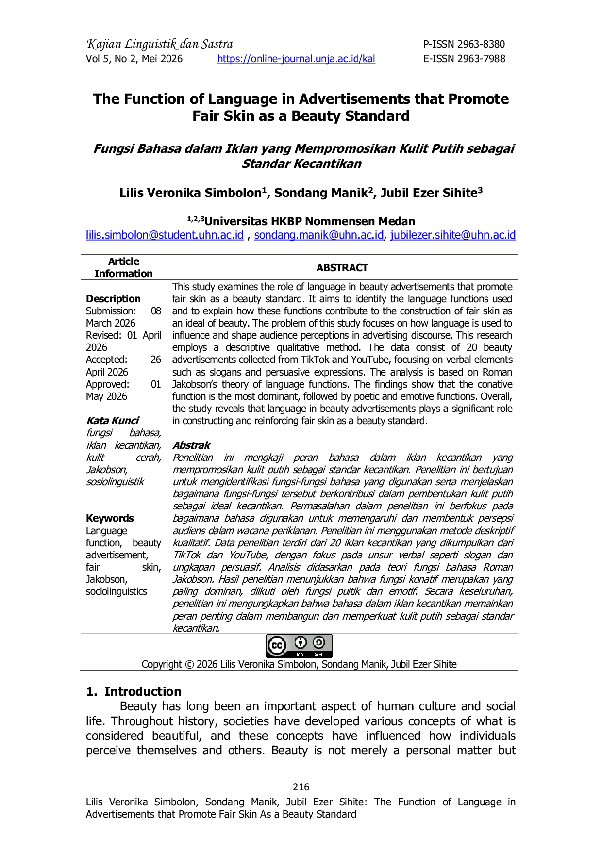 JURIS The Function of Language in Advertisements that Promote Fair Skin as a Beauty Standard
