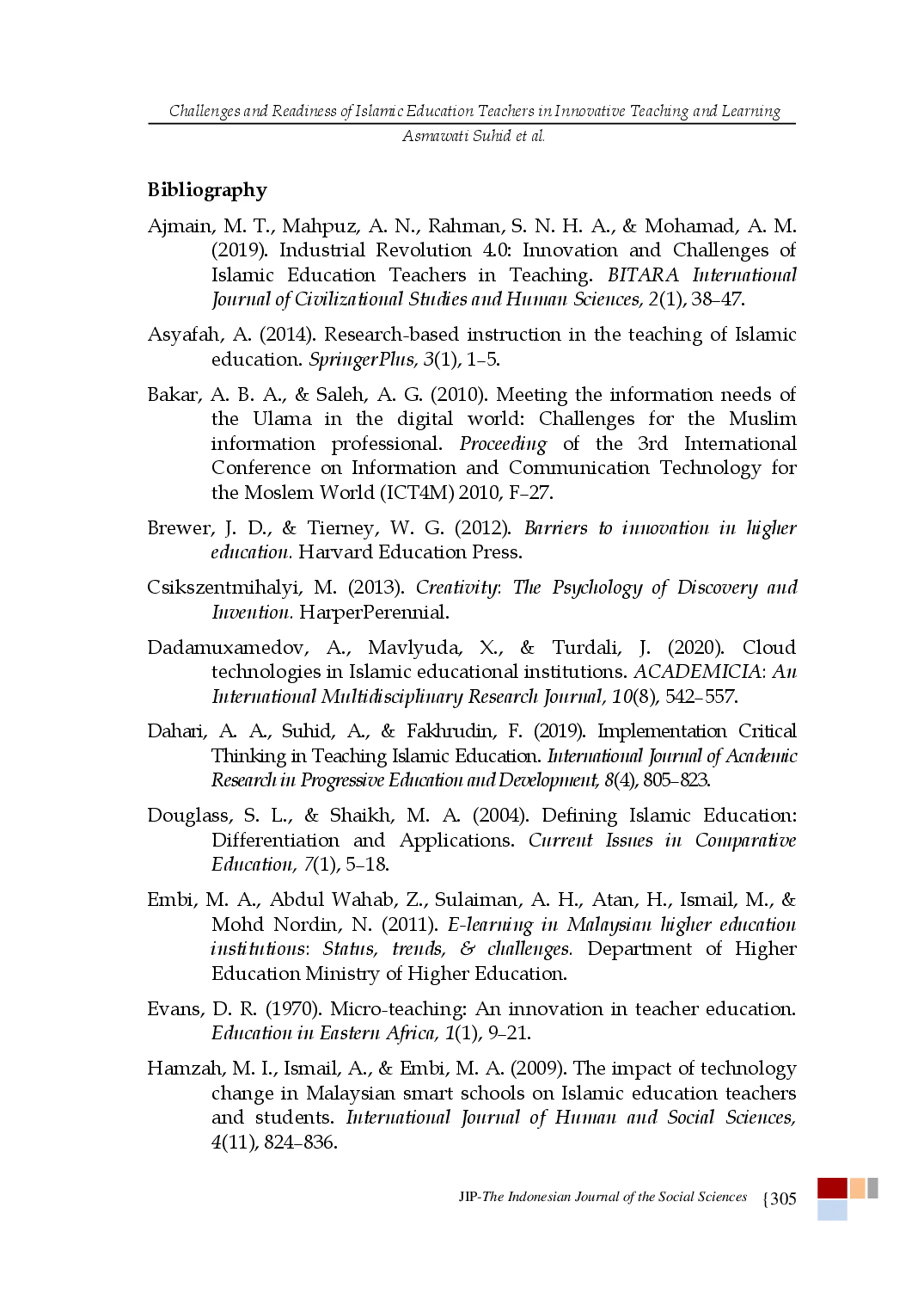 juris Challenges and Readiness of Islamic Education Teachers in Innovative Teaching and Learning