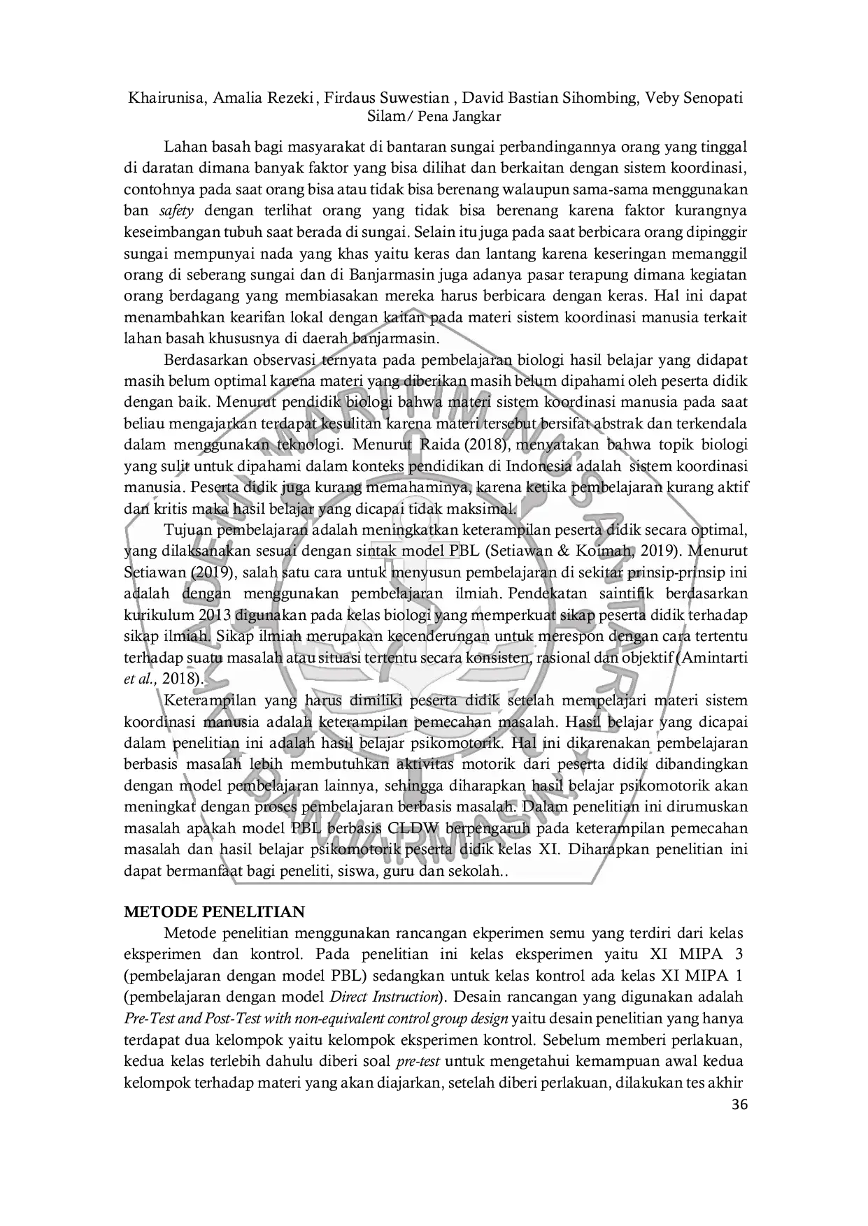 JURIS Model Problem Based Learning Berbasis Budaya Literasi Digital Lahan Bantaran Sungai Pada Konsep Sistem Koordinasi Manusia Terhadap Keterampilan Memecahkan Masalah Dan Hasil Belajar Psikomotorik