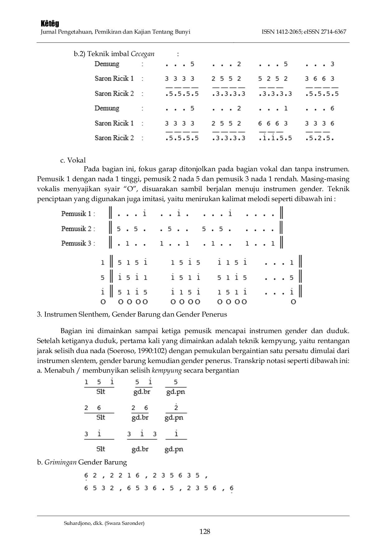 JURIS Swara Saronder Sebuah Komposisi Karawitan Interpretasi Unsur Tiga Dalam Instrumen Gamelan Jawa