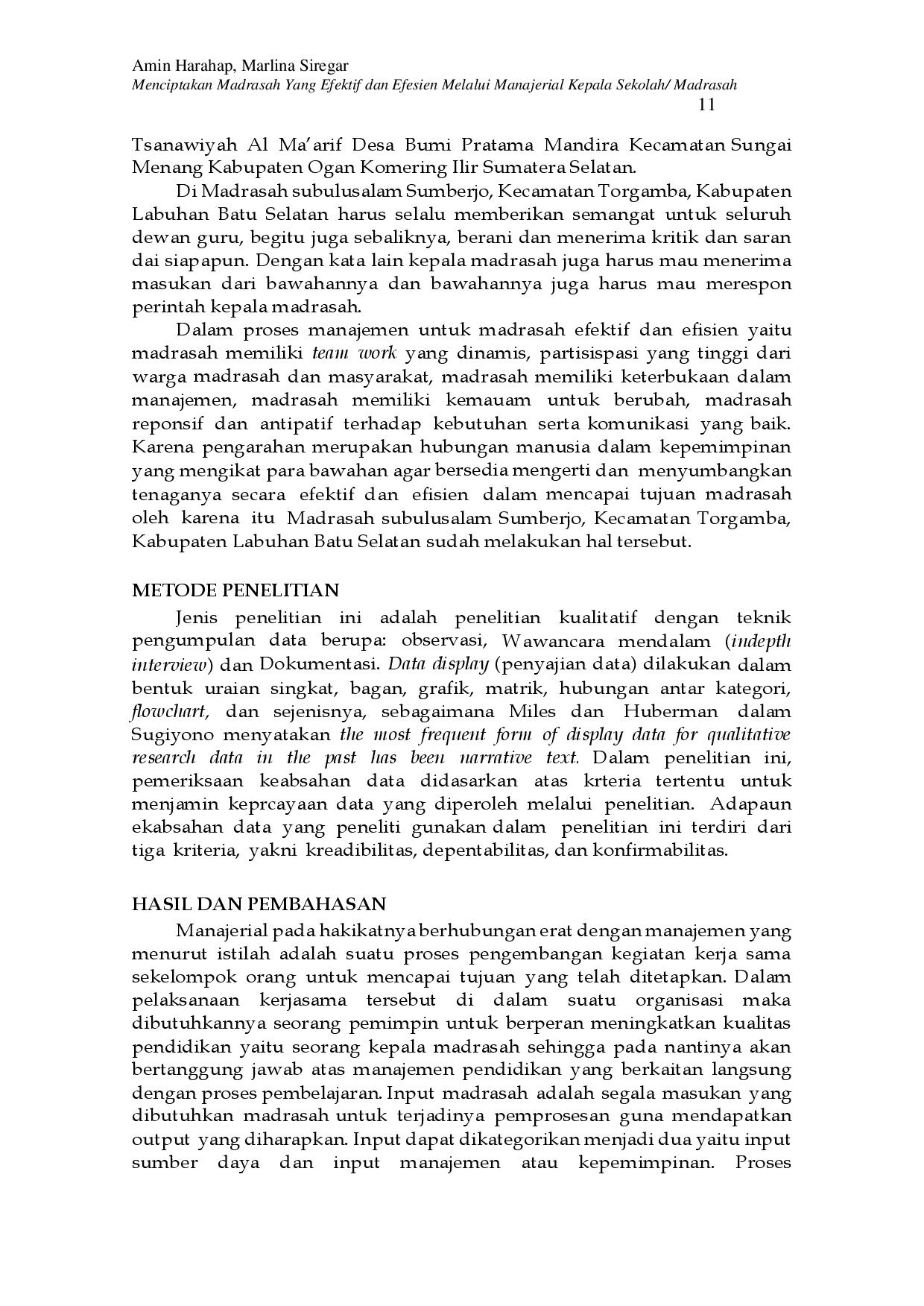 JURIS Menciptakan Madrasah yang Efektif dan Efisien Melalui Manajerial Kepala Sekolah Madrasah