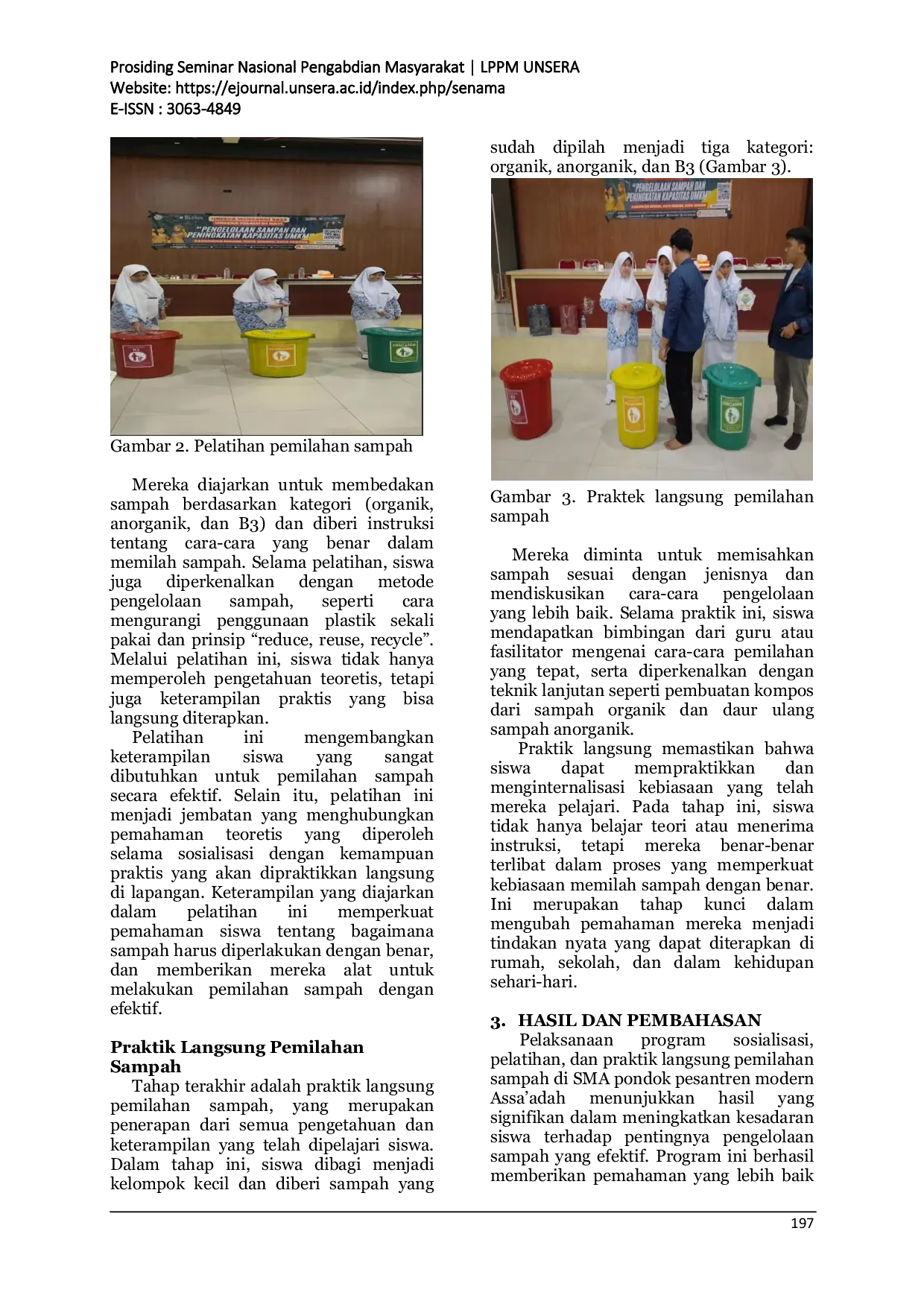 JURIS Membangun Budaya Peduli Sampah di SMA Pondok Pesantren Modern Assa adah untuk Pembangunan Lingkungan Berkelanjutan