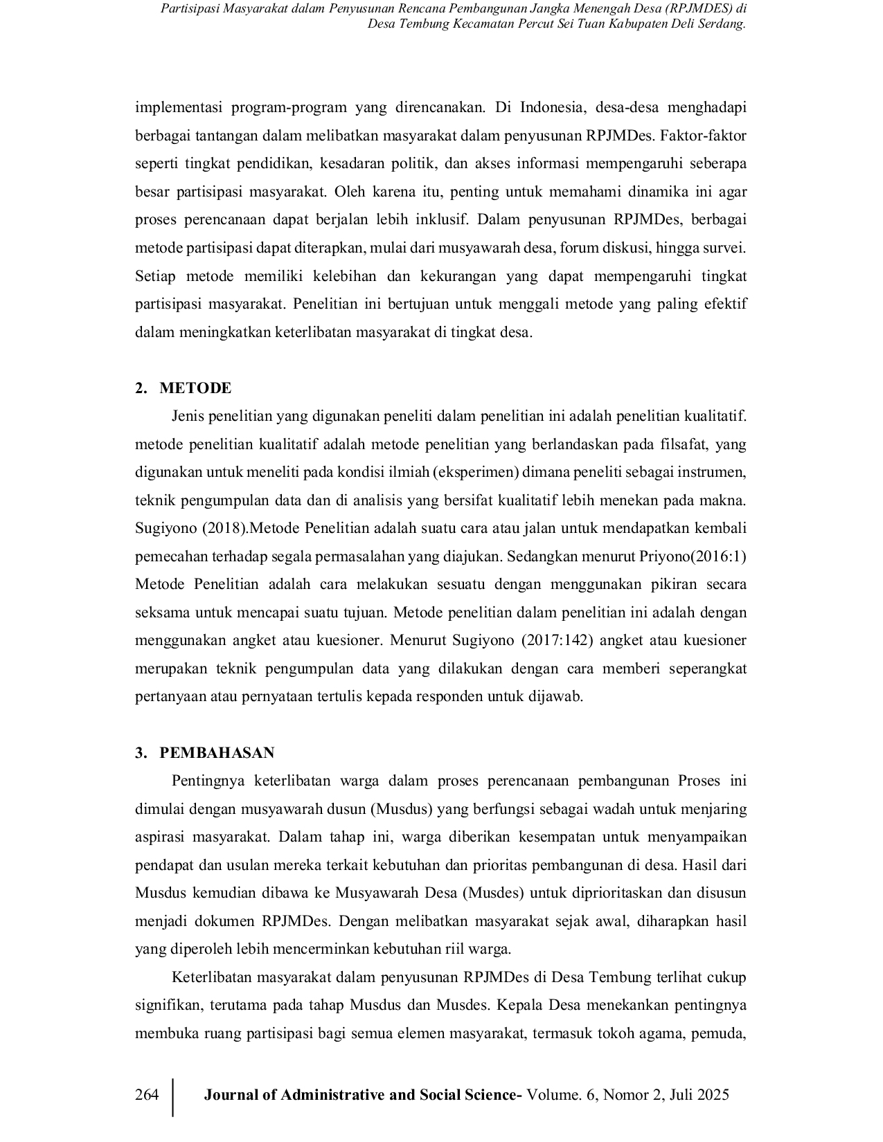 JURIS Partisipasi Masyarakat Dalam Penyusunan Rencana Pembangunan Jangka Menengah Desa RPJMDES Di Desa Tembung Kecamatan Percut Sei Tuan Kabupaten Deli Serdang