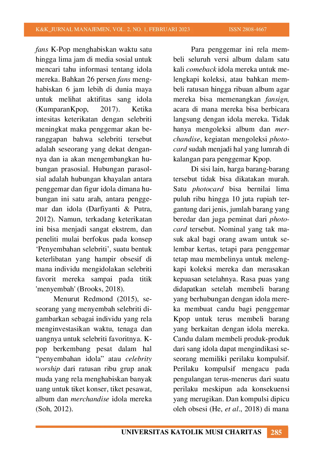 JURIS Pengaruh Celebrity Worship Pada Penggemar Kpop Generasi Z Terhadap Online Compulsive Buying Dengan Materialism Sebagai Variabel Mediasi