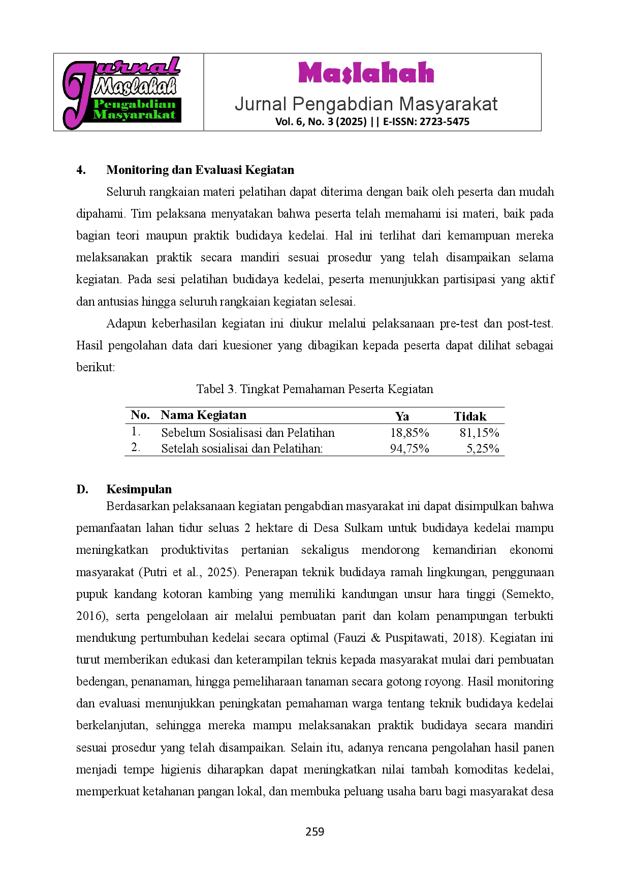 juris Pemanfaatan Lahan Tidur Untuk Budidaya Kedelai Menuju Potensi Ekonomi Berkelanjutan Di Desa Sulkam Kabupaten Langkat