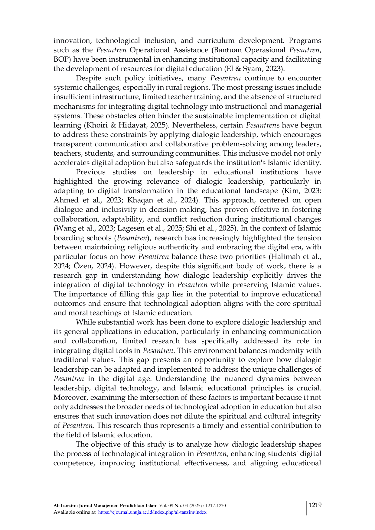 JURIS Dialogic Leadership in Managing Islamic Boarding Schools for the Digital Generation