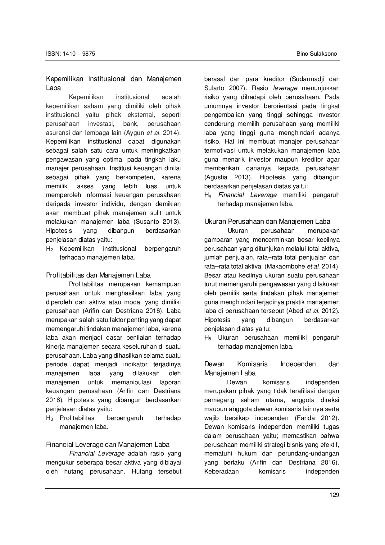 JURIS Faktor Faktor Yang Memengaruhi Manajemen Laba pada Perusahaan Nonkeuangan Publik