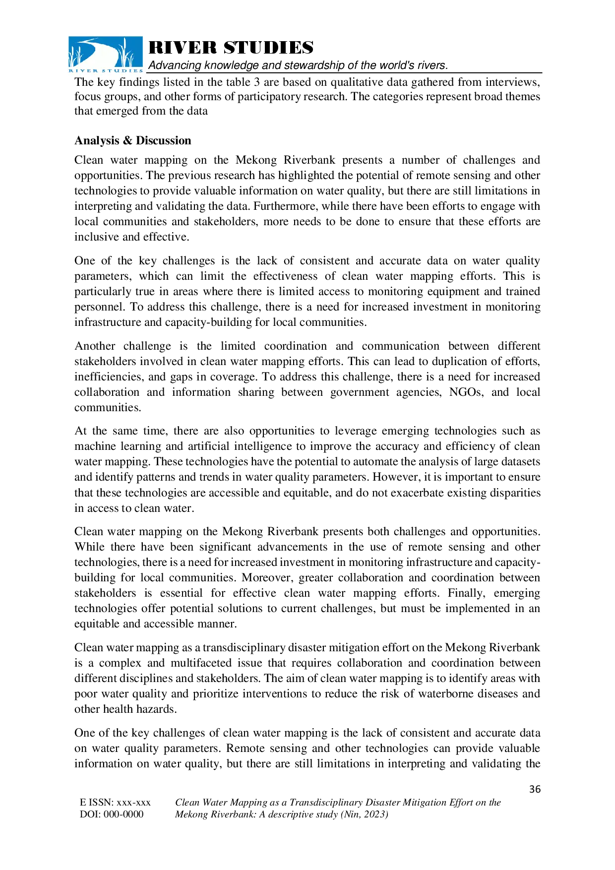 juris Clean Water Mapping as a Transdisciplinary Disaster Mitigation Effort on the Mekong Riverbank A descriptive study
