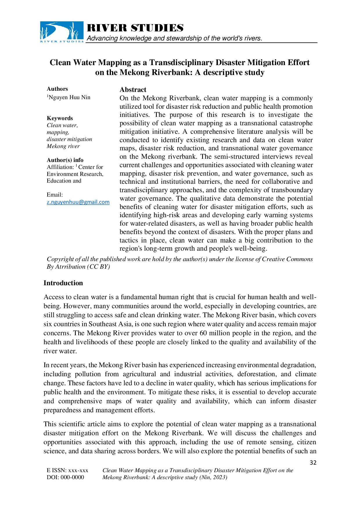 juris Clean Water Mapping as a Transdisciplinary Disaster Mitigation Effort on the Mekong Riverbank A descriptive study