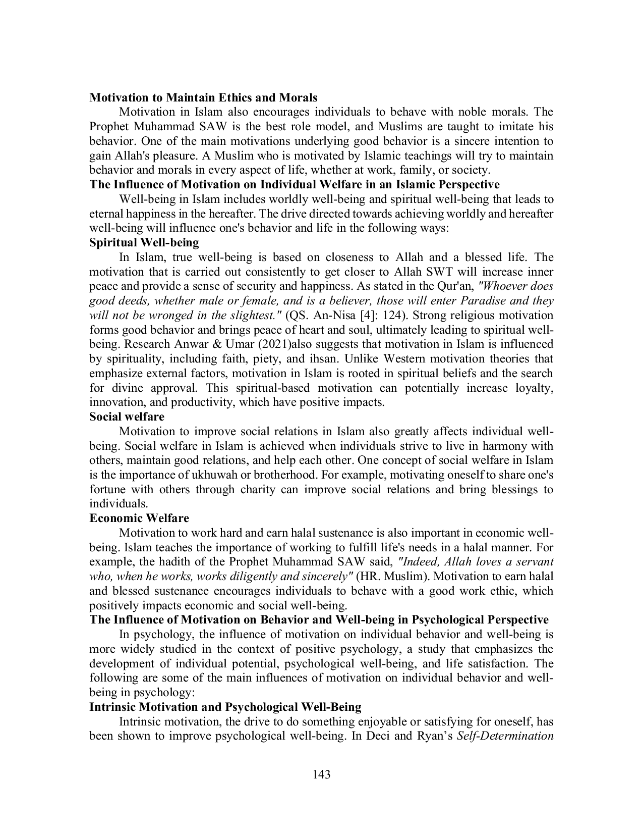 JURIS Motivation Through Islamic and Psychological Lenses Alignments and Contrasts