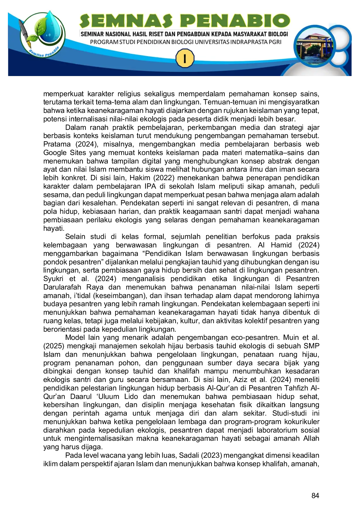 JURIS Analisis Pemahaman Keanekaragaman Hayati Terhadap Nilai Nilai Keislaman di Pesantren