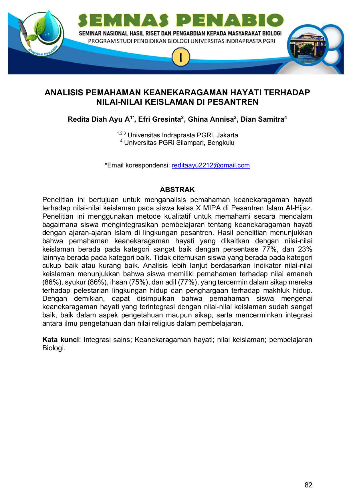 JURIS Analisis Pemahaman Keanekaragaman Hayati Terhadap Nilai Nilai Keislaman di Pesantren