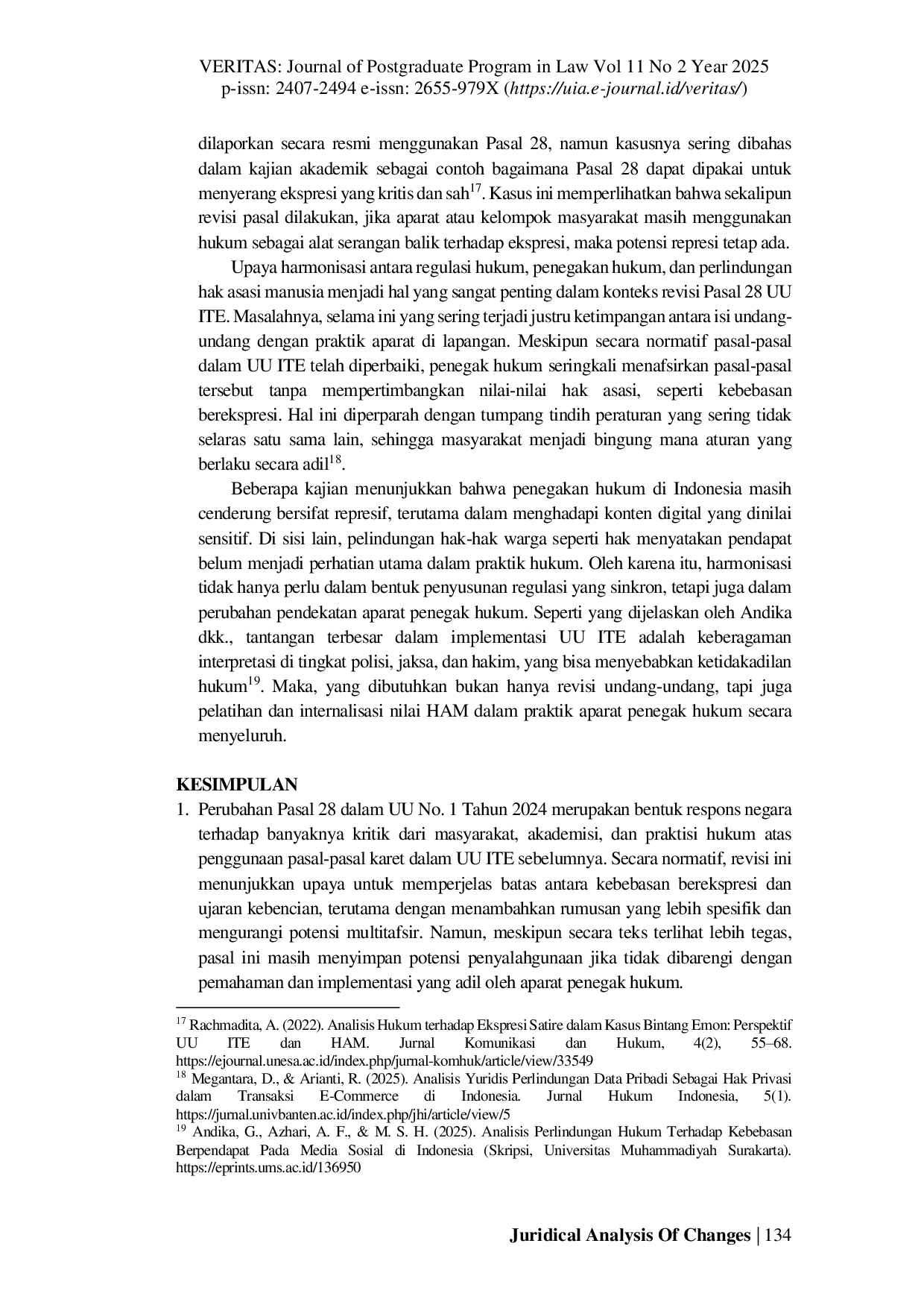 JURIS Legal Analysis of Amendments to Law Number 1 of 2024 Concerning ITE in Handling Hoaxes and Hate Speech