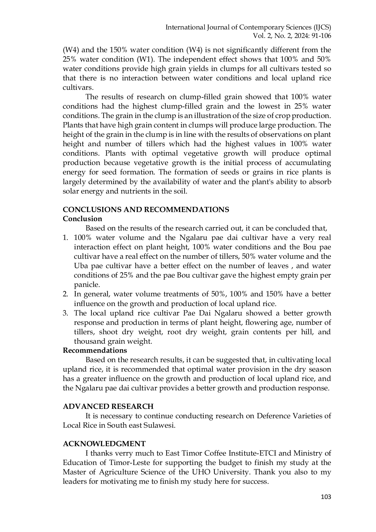 JURIS Respon Pertumbuhan dan Produksi Padi Gogo Lokal Sultra terhadap Volume Penyiraman