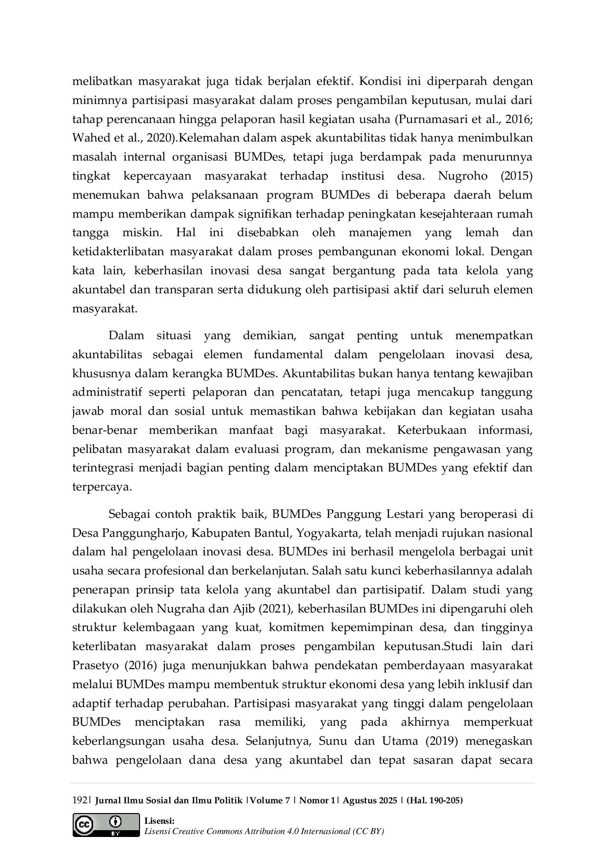 JURIS Analisis Akuntabilitas Inovasi BUMDes untuk Meningkatkan Kapasitas dan Partisipasi Masyarakat dalam Implementasi di Desa Panggungharjo Yogyakarta