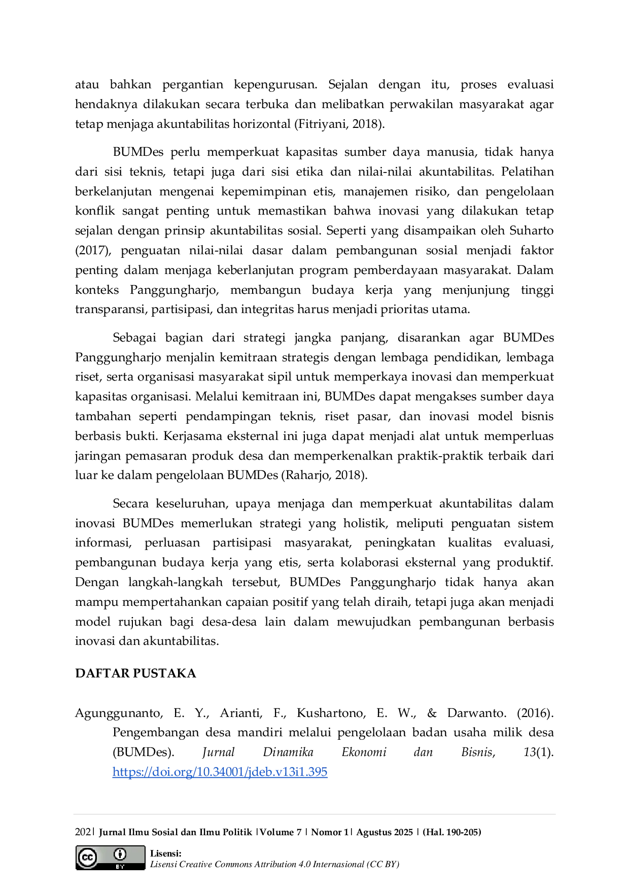 JURIS Analisis Akuntabilitas Inovasi BUMDes untuk Meningkatkan Kapasitas dan Partisipasi Masyarakat dalam Implementasi di Desa Panggungharjo Yogyakarta