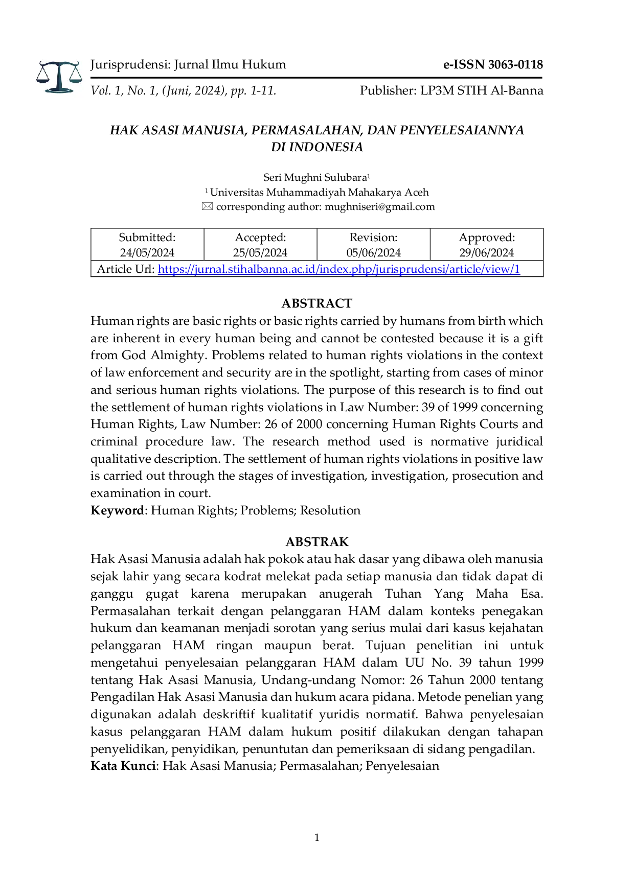 JURIS Hak Asasi Manusia Permasalahan dan Penyelesaiannya di Indonesia