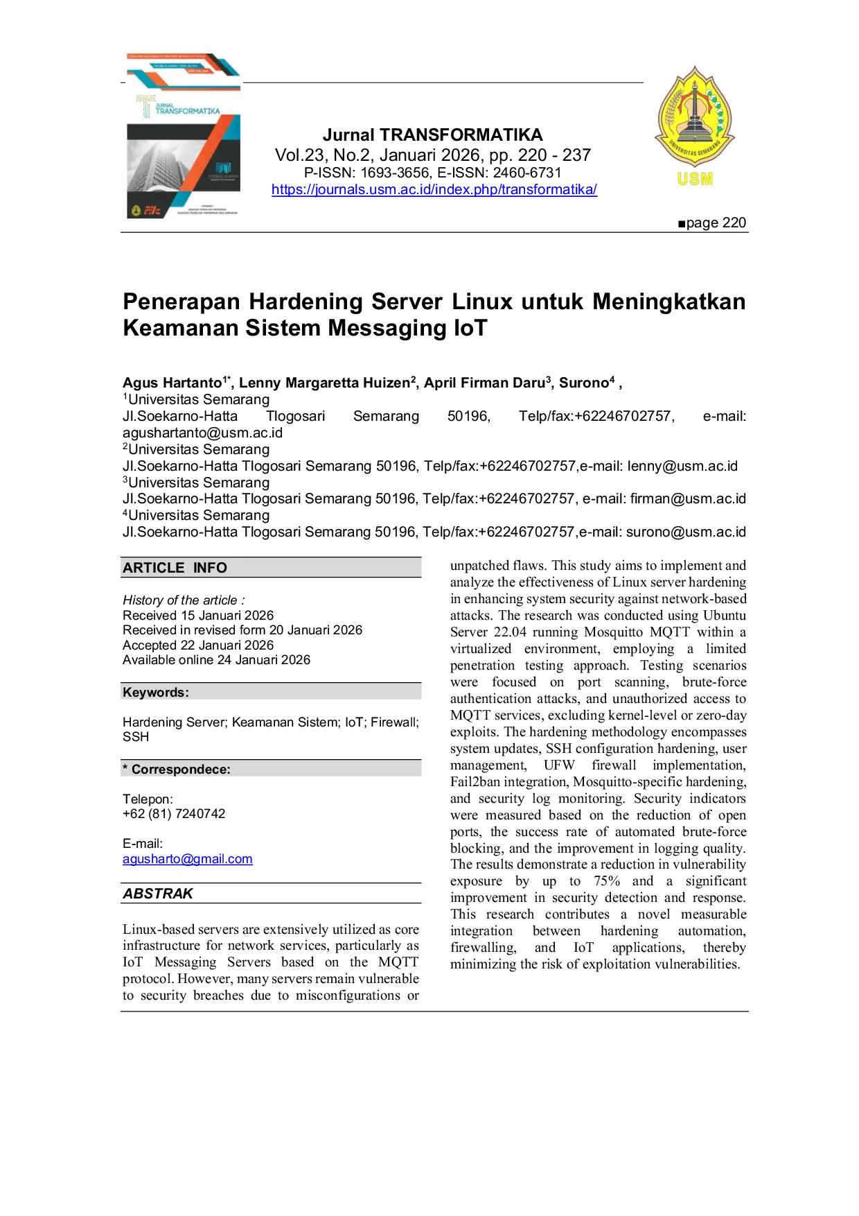 JURIS Penerapan Hardening Server Linux untuk Meningkatkan Keamanan Sistem