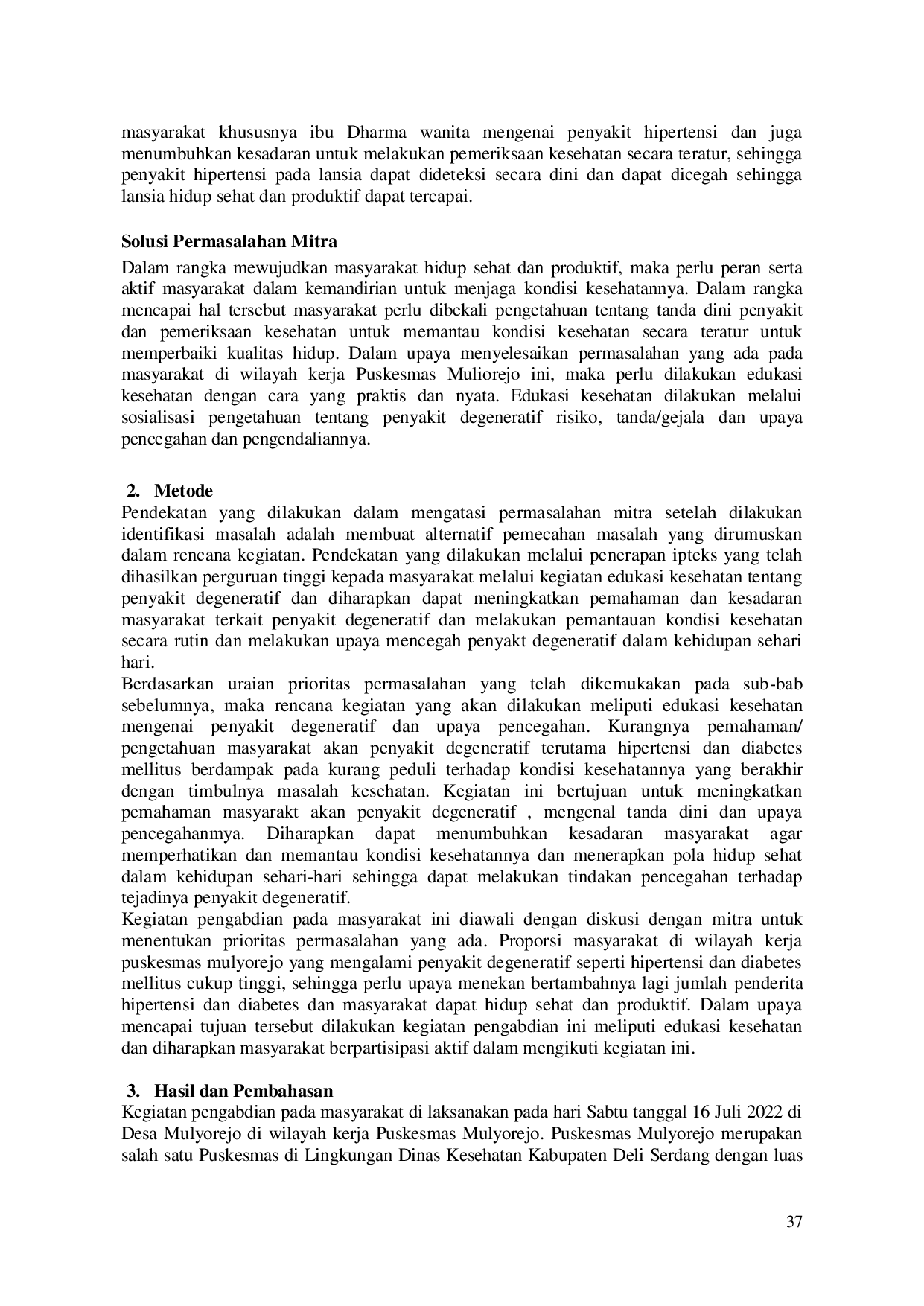 JURIS Pemberdayaan Masyarakat dalam Deteksi Dini dan Pencegahan Penyakit Degeneratif