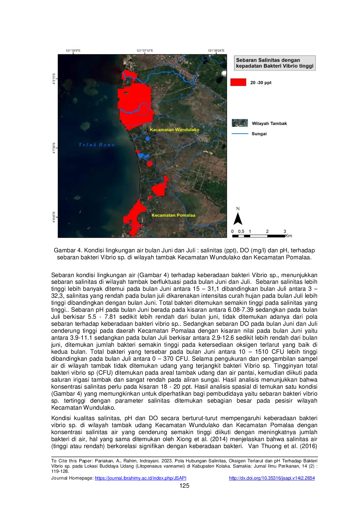 JURIS Pola Hubungan Salinitas Oksigen Terlarut dan pH Terhadap Bakteri Vibrio sp pada Lokasi Budidaya Udang Litopenaeus vannamei di Kabupaten Kolaka