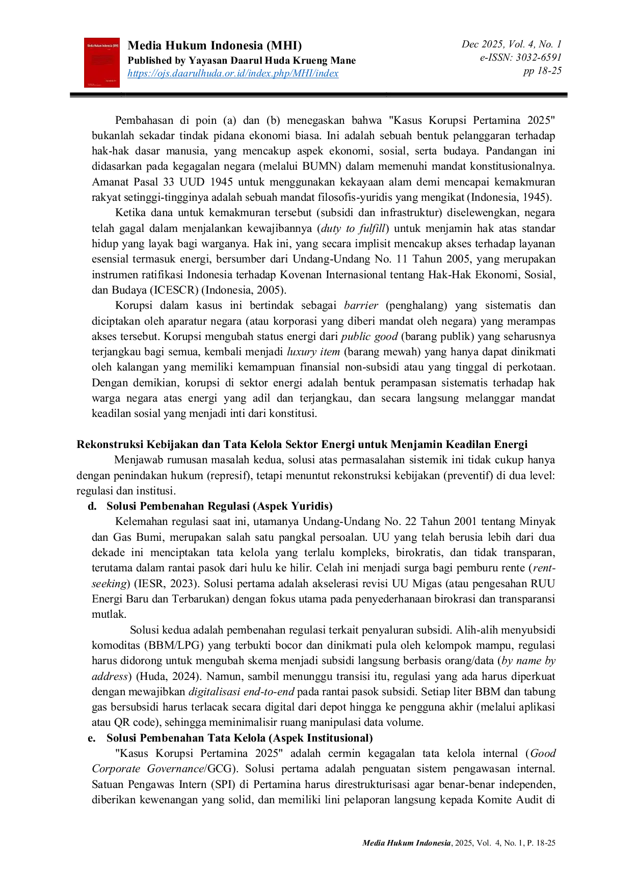 JURIS Energy Access Inequality in Indonesia Socio Economic Impact Analysis of the 2025 Pertamina Case on Fulfilling Citizens Rights to Fair and Affordable Energy