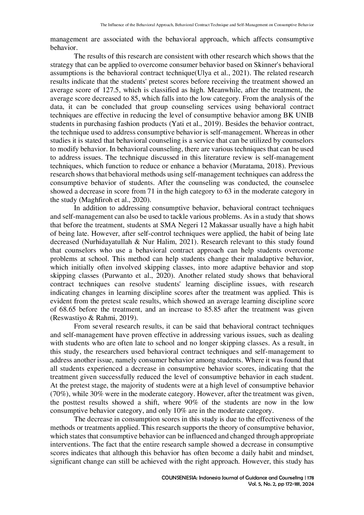 JURIS The Influence of the Behavioral Approach Behavioral Contract Technique and Self Management on Consumptive Behavior