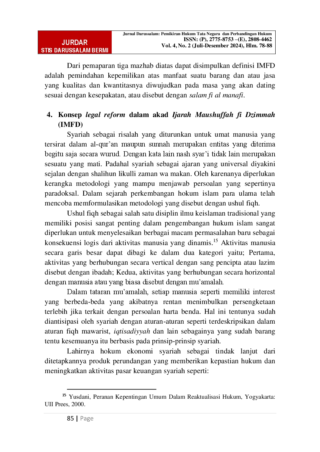 juris Analisis Konsep Legal Reform Fatwa Dsn Mui Tentang Akad Ijarah Maushufah Fi Dzimmah Imfd